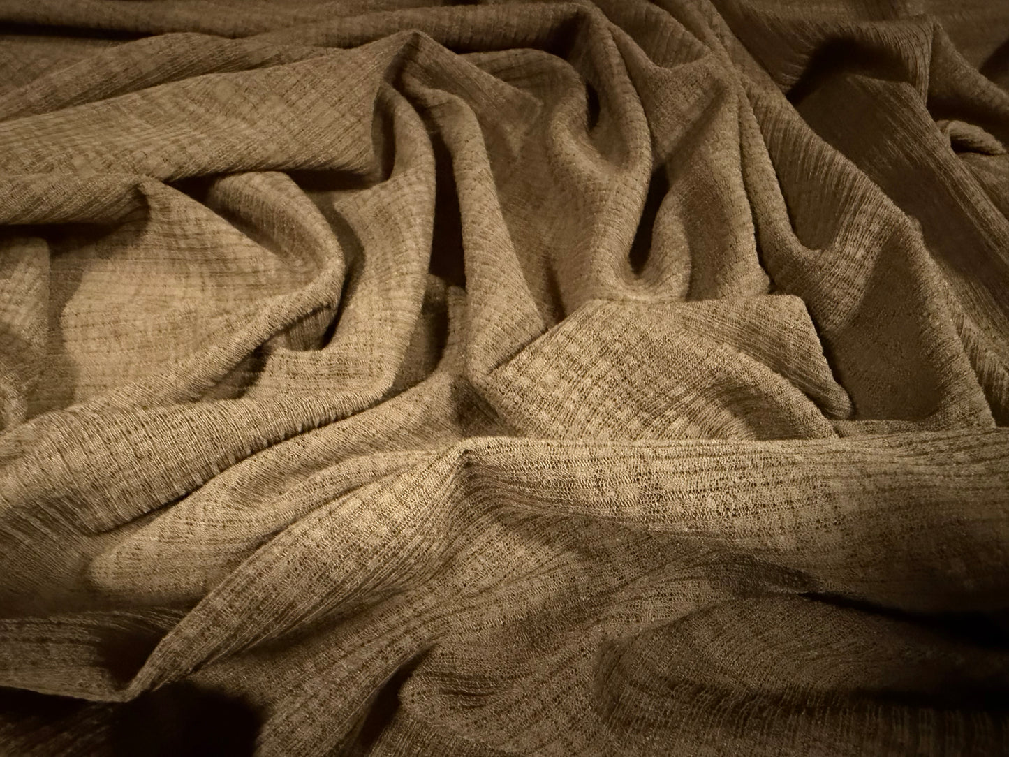 Thick & thin rib istretch spandex single jersey fashion fabric, per metre - plain - chocolate brown