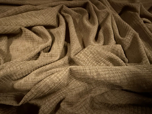 Thick & thin rib istretch spandex single jersey fashion fabric, per metre - plain - chocolate brown