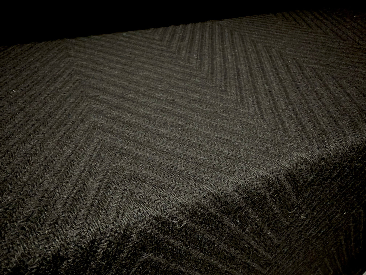 Heavyweight wool jacquard fabric, per metre - jumbo herringbone - black