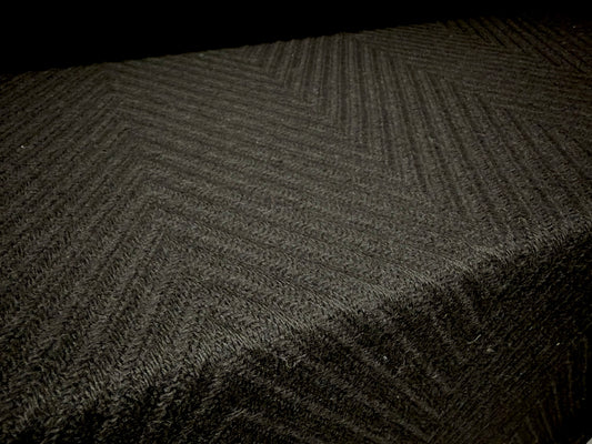 Heavyweight wool jacquard fabric, per metre - jumbo herringbone - black
