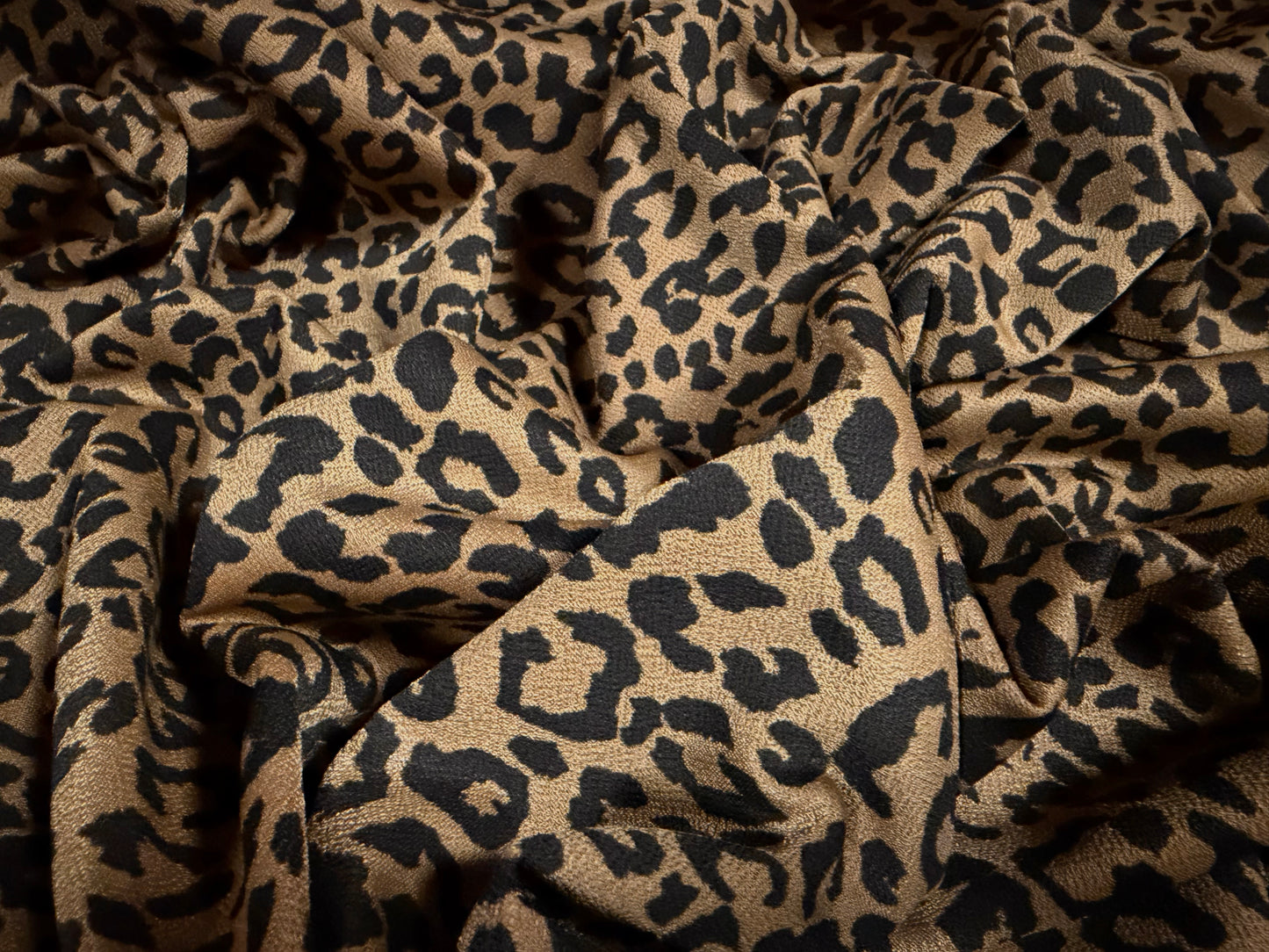 Crepe double jersey fabric, per metre - cheetah print - toffee brown