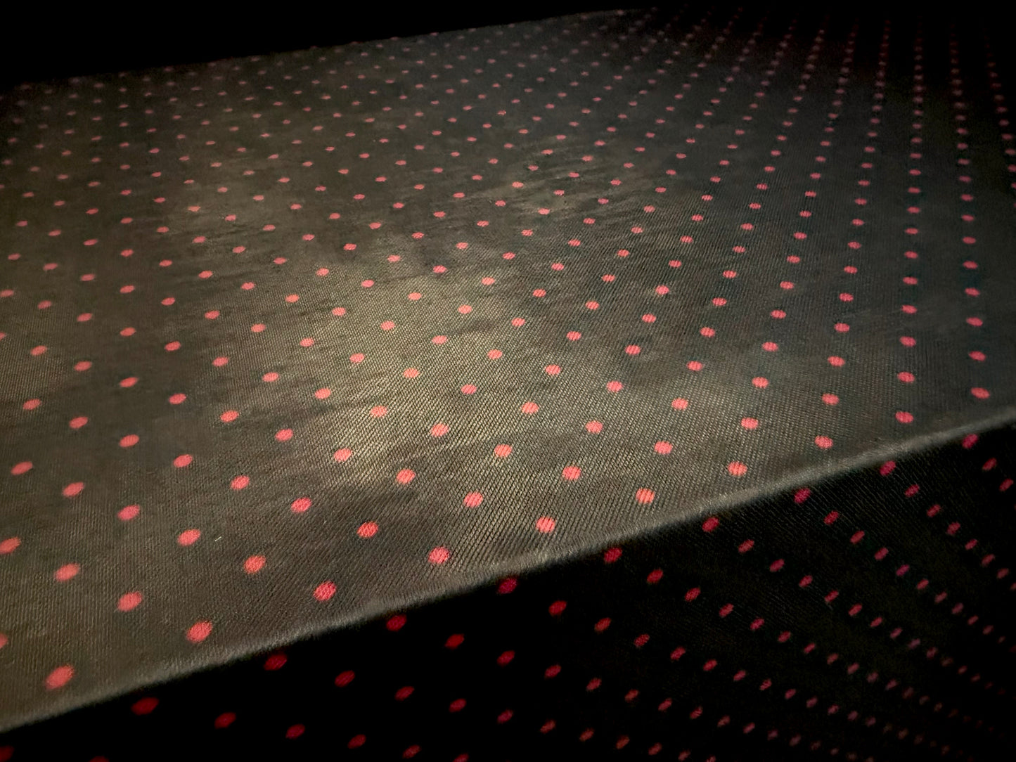 Power mesh net stretch spandex fabric, per metre - spot print - black & red