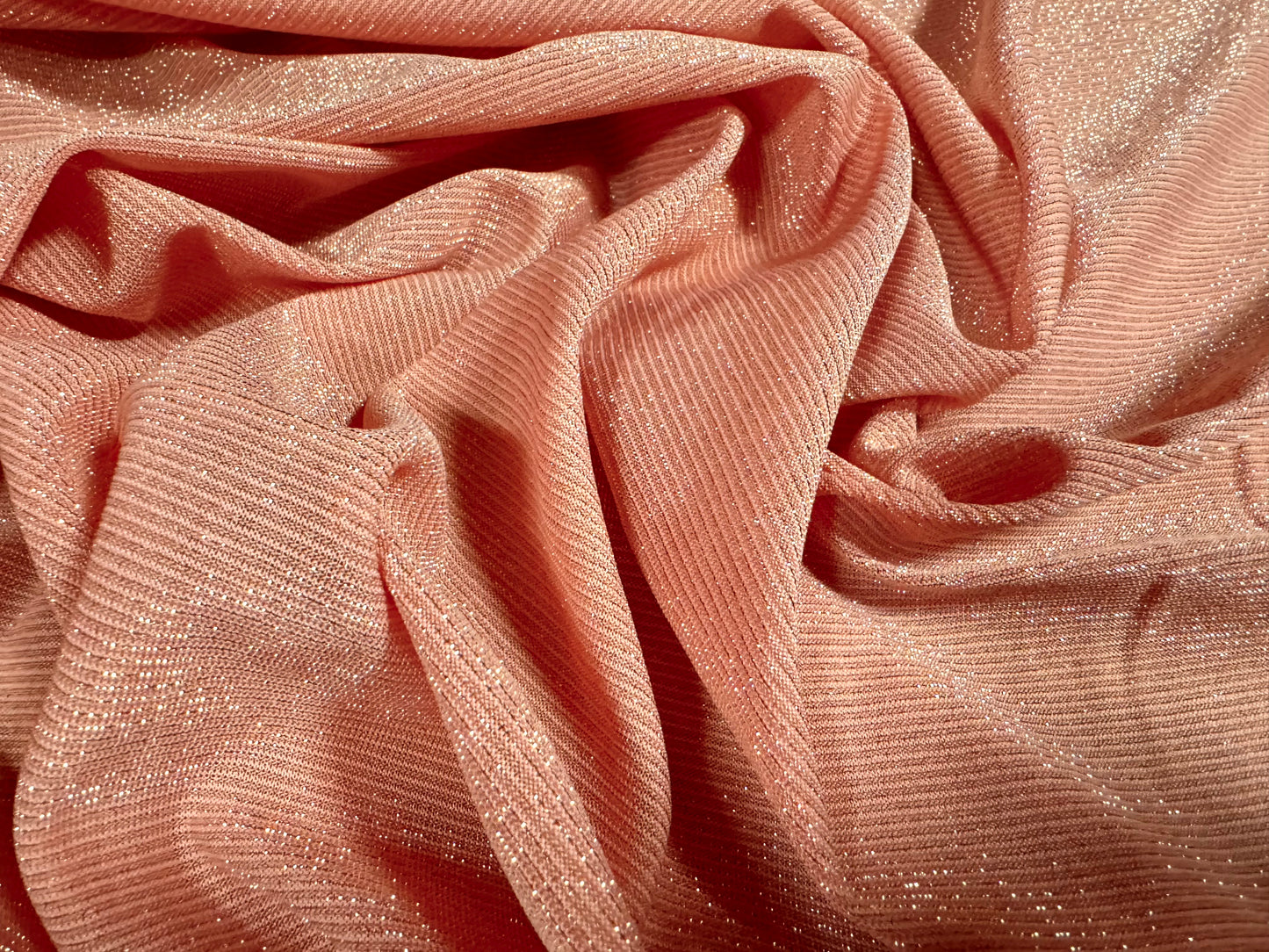 Metallic lightweight single jersey fashion fabric, per metre - lurex sparkle - pink & light gold