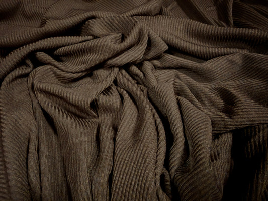Fine stretch spandex rib jersey fabric, per metre - plain - dark brown