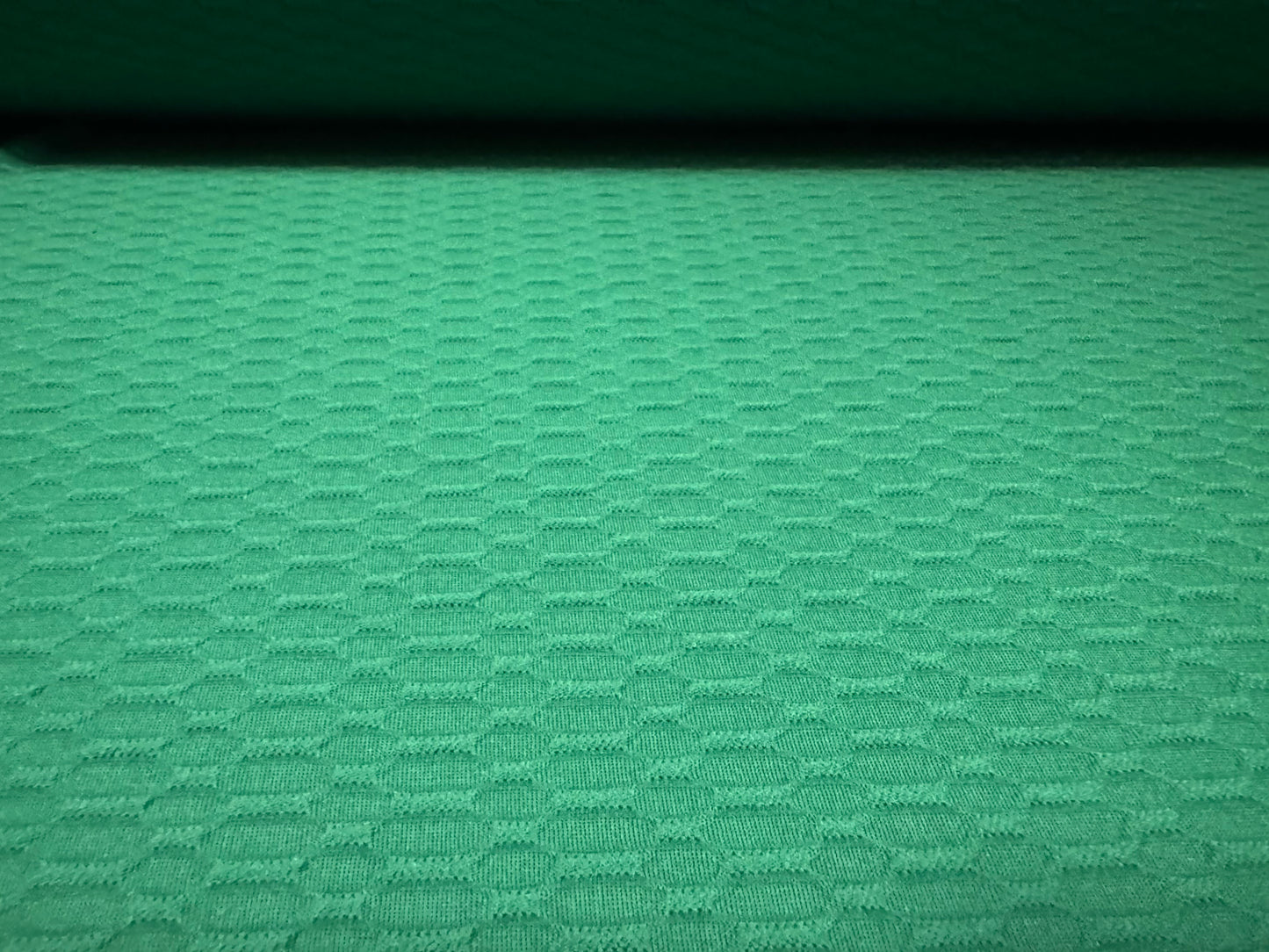 Beehive jacquard stretch spandex double jersey fabric, per metre - emerald green
