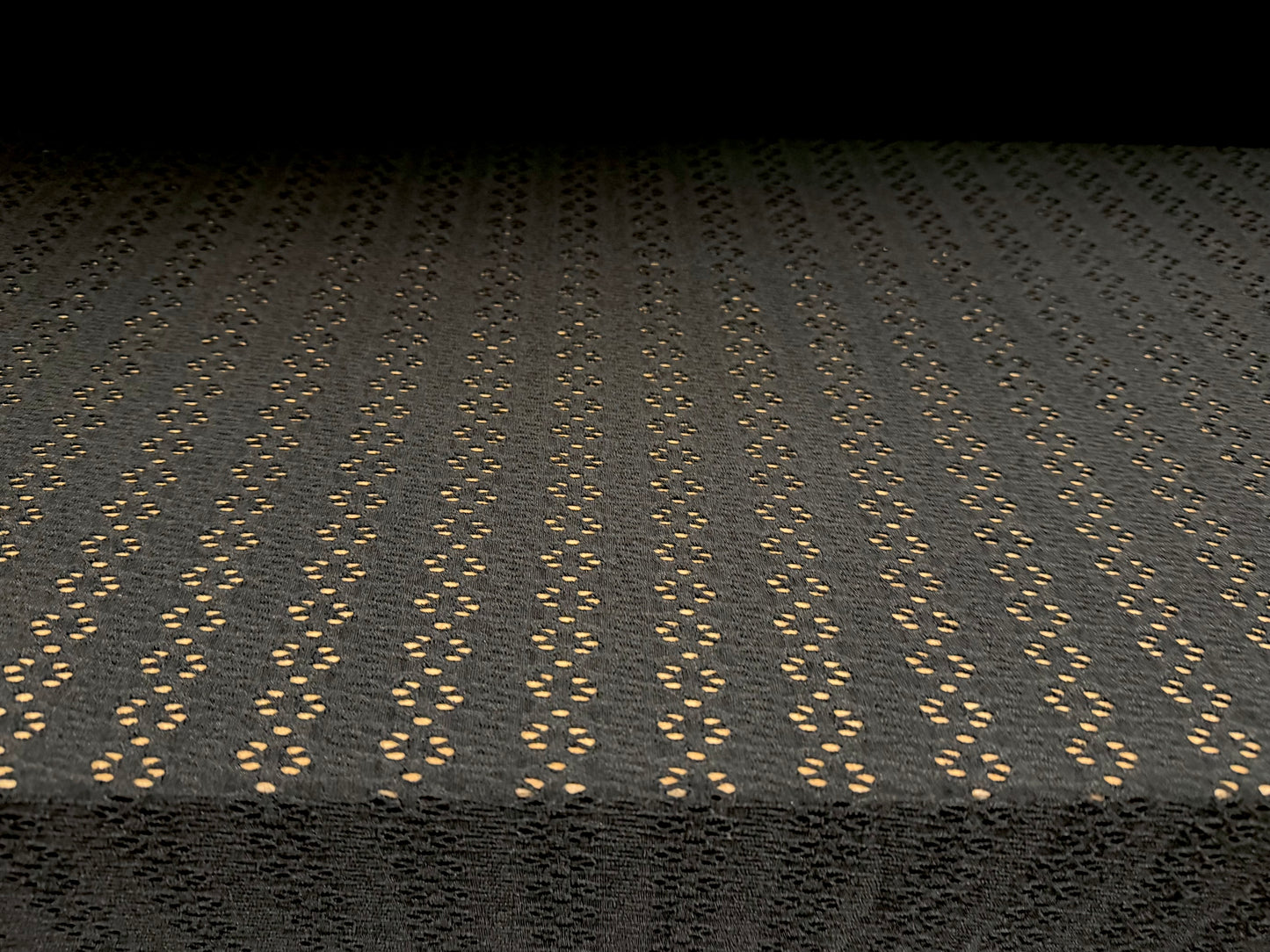 Stretch spandex crochet lace jersey fabric, per metre - floral stripe - black