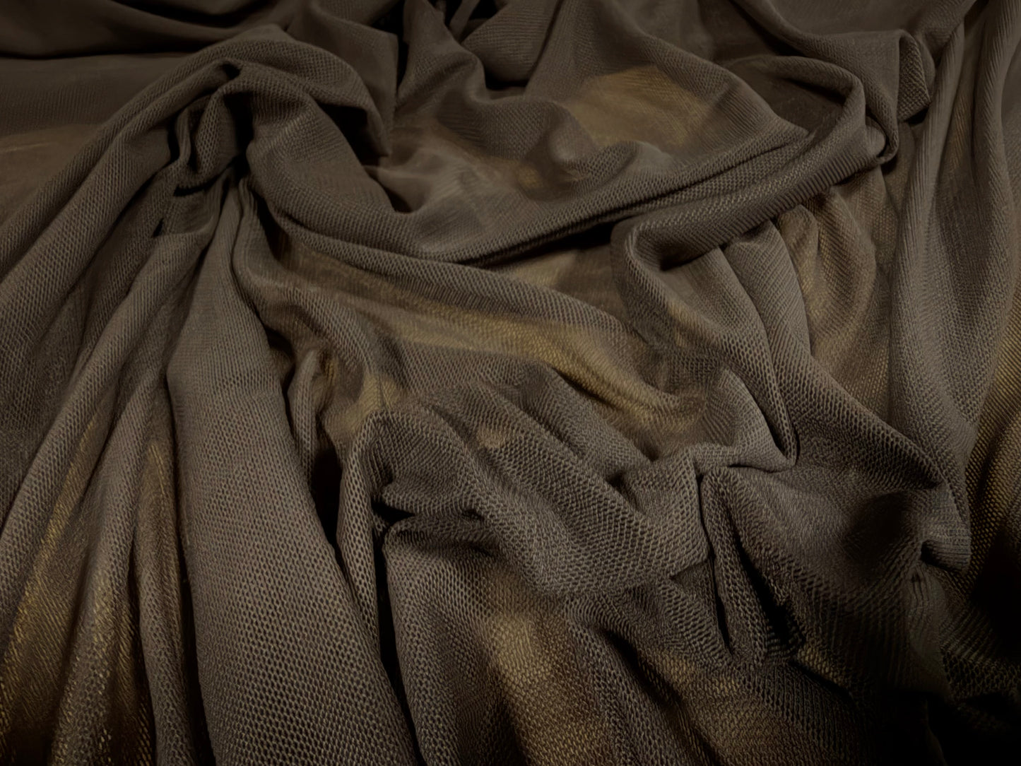 Power mesh net stretch spandex fabric, per metre - plain - cigar brown