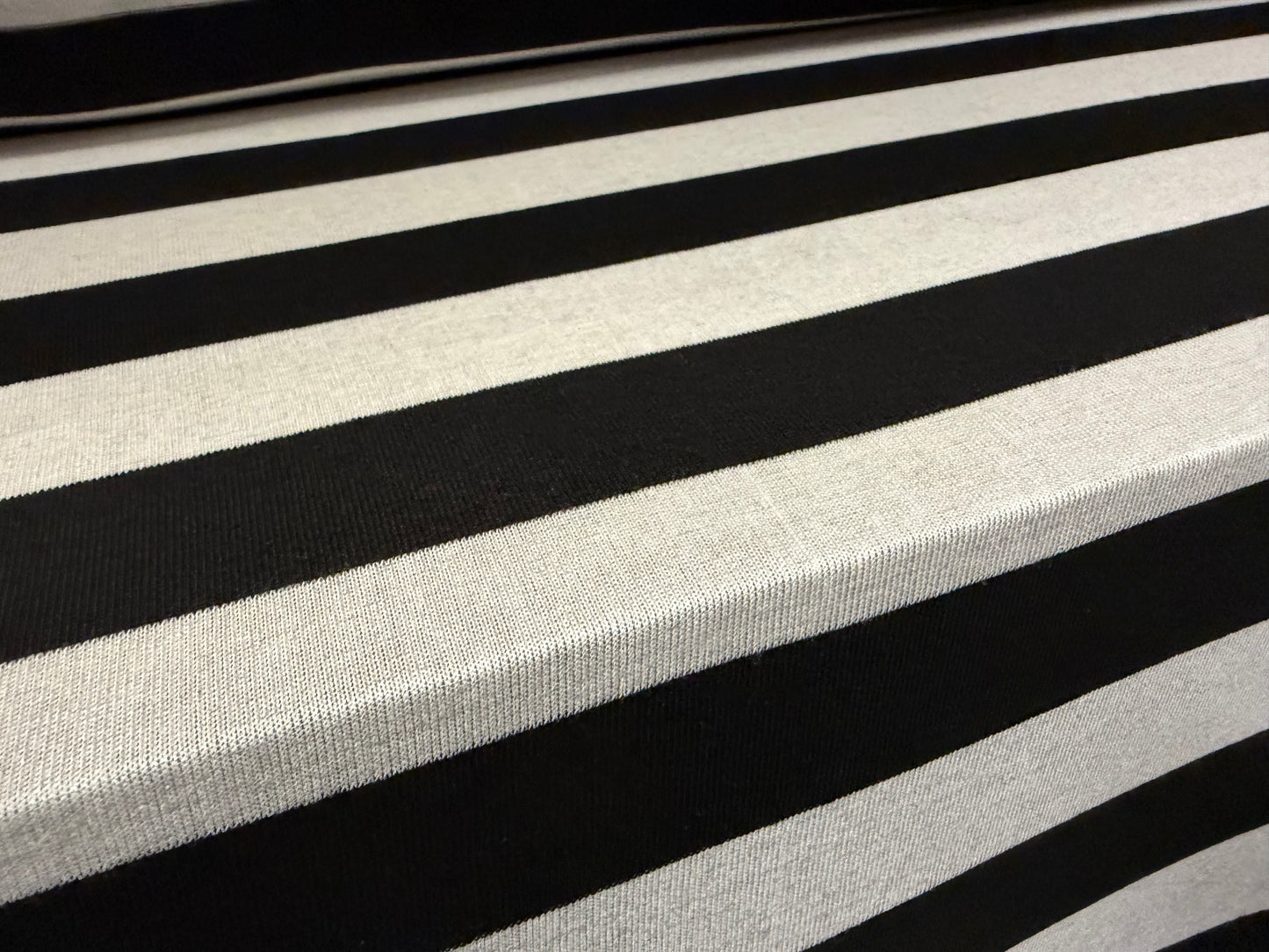 Lightweight stretch single jersey fabric, per metre - stripe - black & white