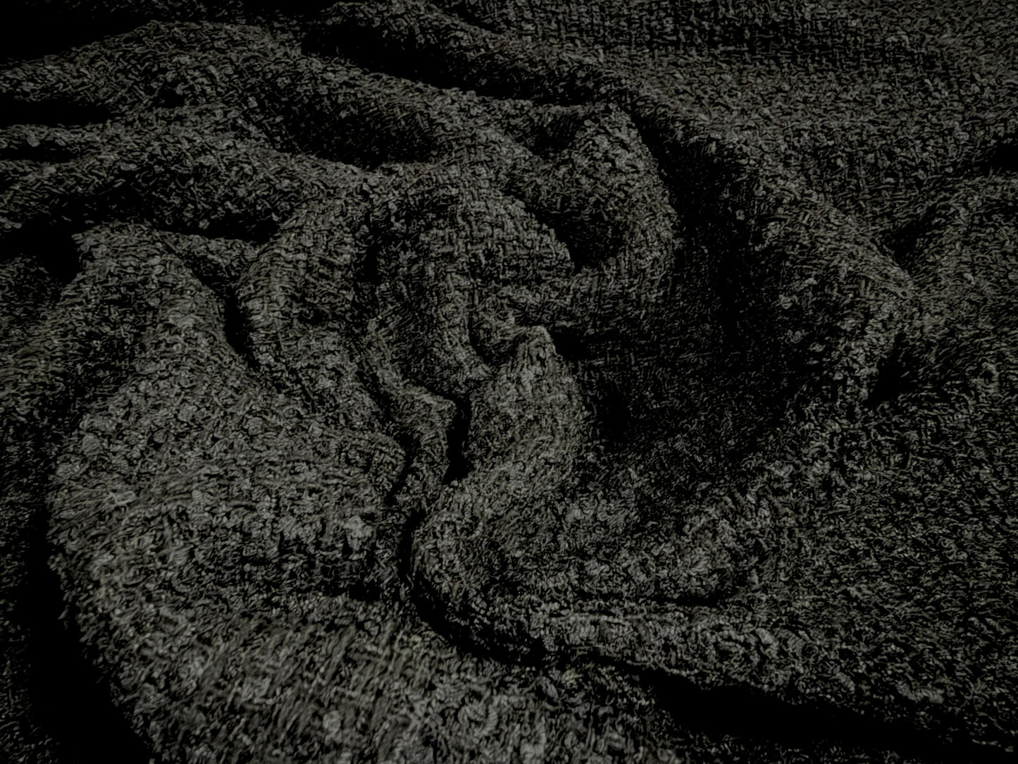 Heavyweight wool bouclé fabric, per metre - plain -charcoal black