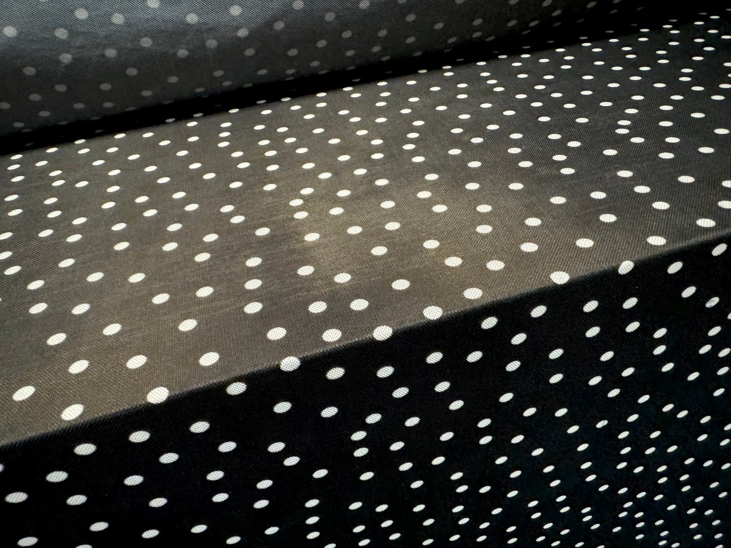 Power mesh net stretch spandex fabric, per metre - spot print - black & white