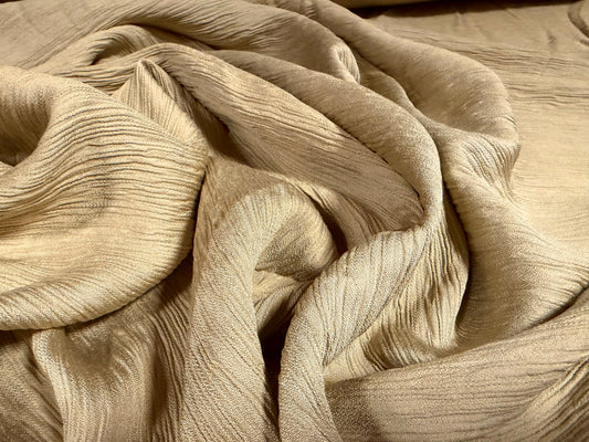 Crinkle weave fabric, per metre - solid - desert stone