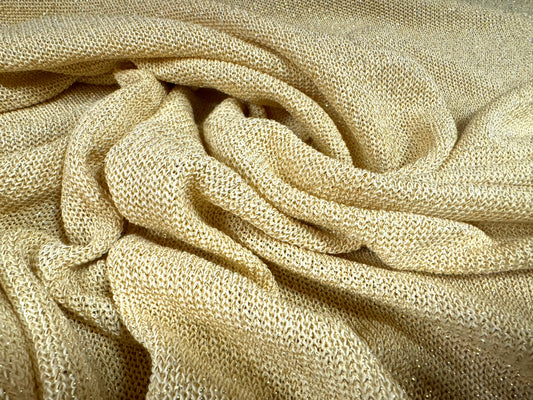 Metallic rib knitwear jersey fabric, per metre - gold lurex