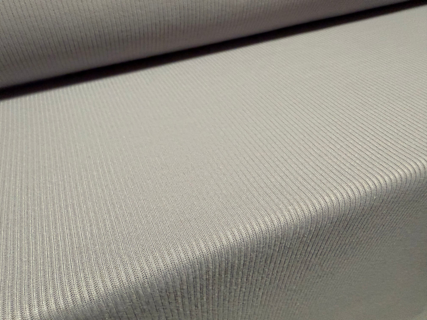 Soft handle ribbed jersey knit fabric, per metre - plain - light grey