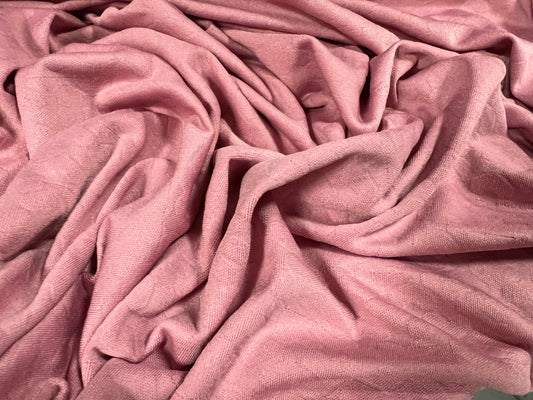 Stretch spandex single jersey fabric, per metre - love heart jacquard - rose pink