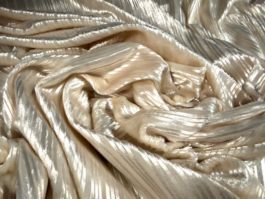 Close cropped velvet fabric, per metre - burnout stripe - champagne