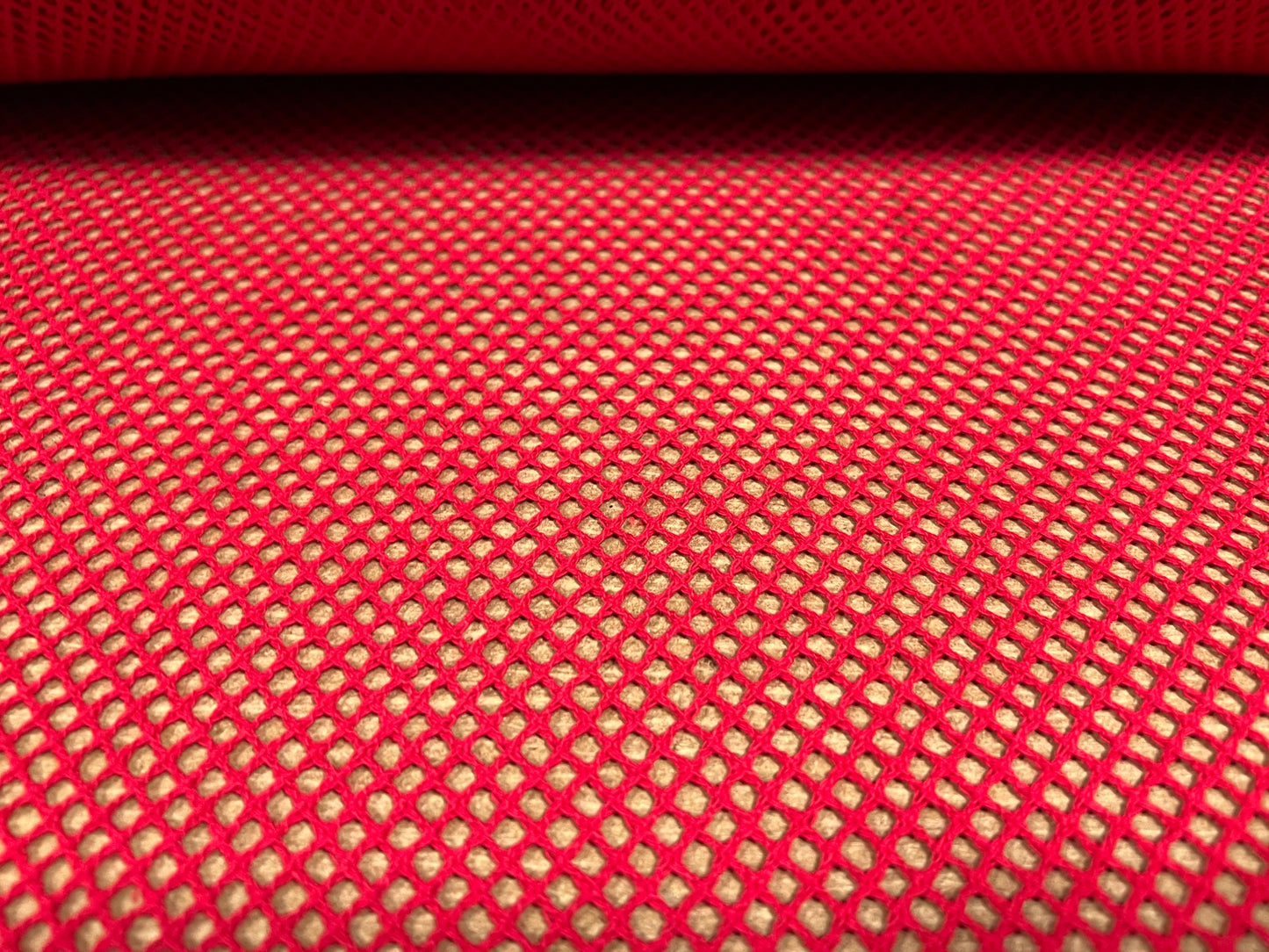 Fishnet mesh net jersey fabric, per metre - plain - red