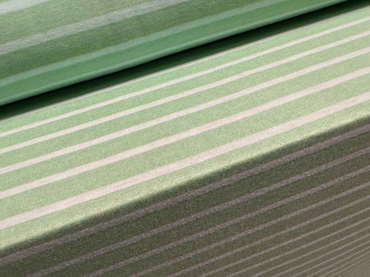 Viscose single jersey fabric, per metre - stripe - spearmint & white