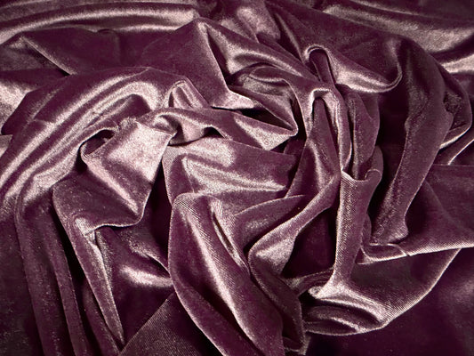 Spandex velvet stretch dress fabric, per metre - plain - mauve