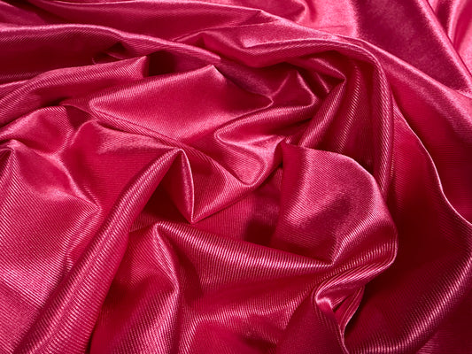 Stretch satin activewear jersey fabric, per metre - plain - cerise pink