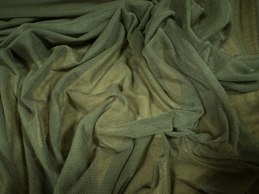 Power mesh net stretch spandex fabric, per metre - plain - khaki green