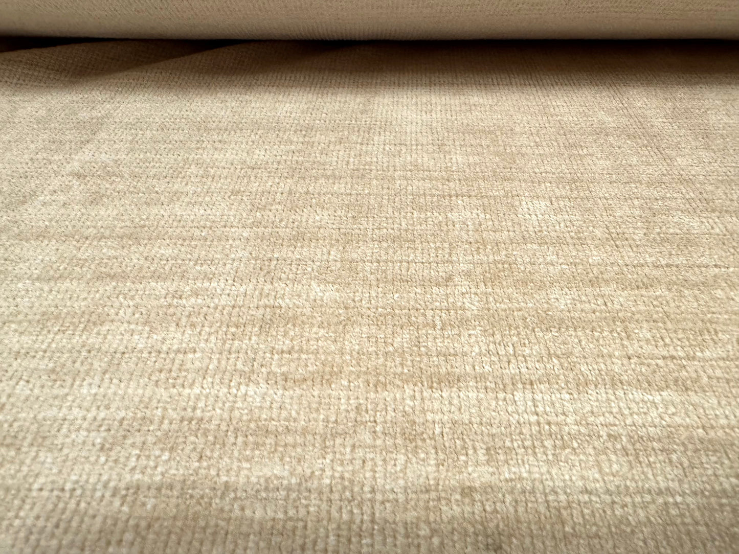 Soft chenille upholstery fabric, per metre - plain - beige
