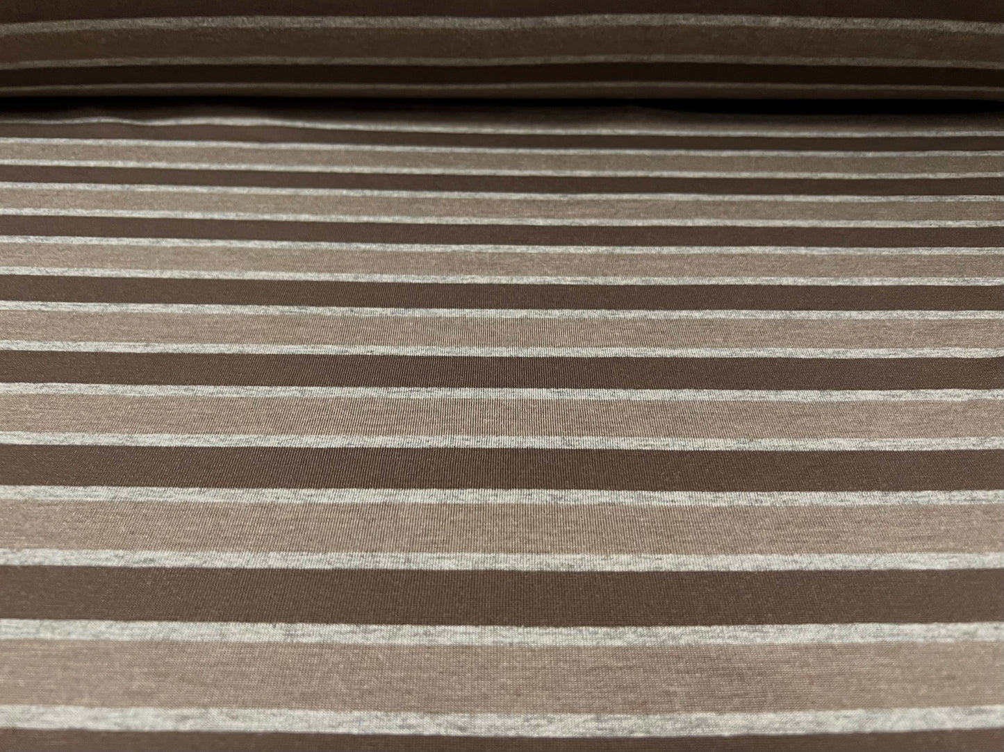 Viscose blend single jersey fabric, per metre - stripe - khaki & drab