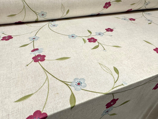 Soft touch stretch spandex single jersey fabric, per metre - flower print - parchment