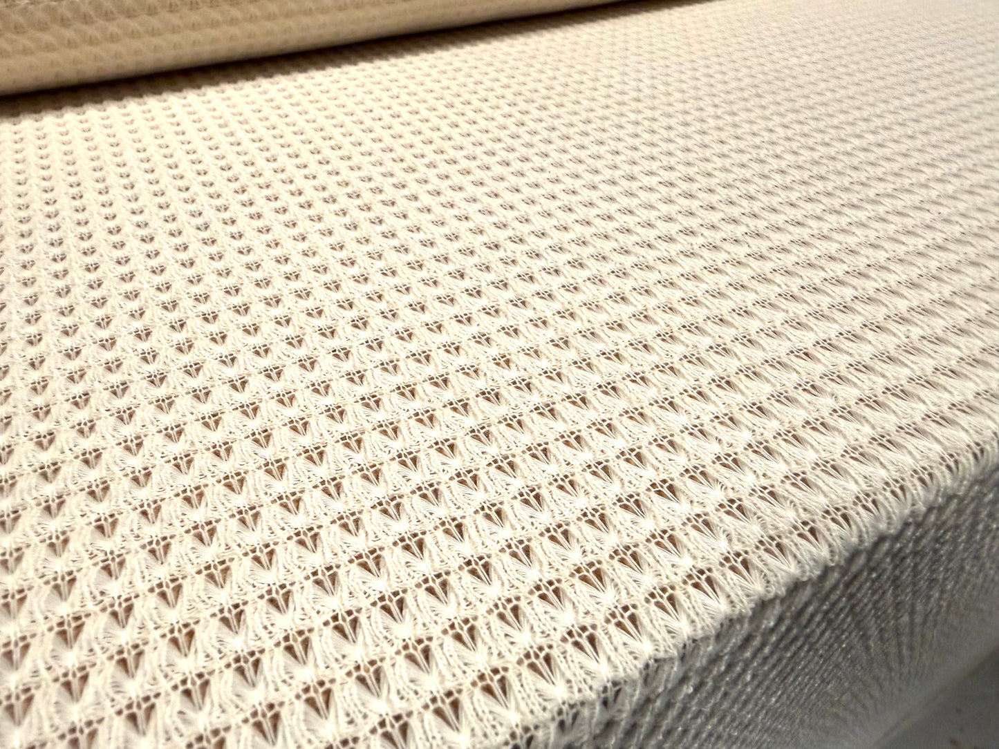 Crochet knit jersey fabric, per metre - plain - cream
