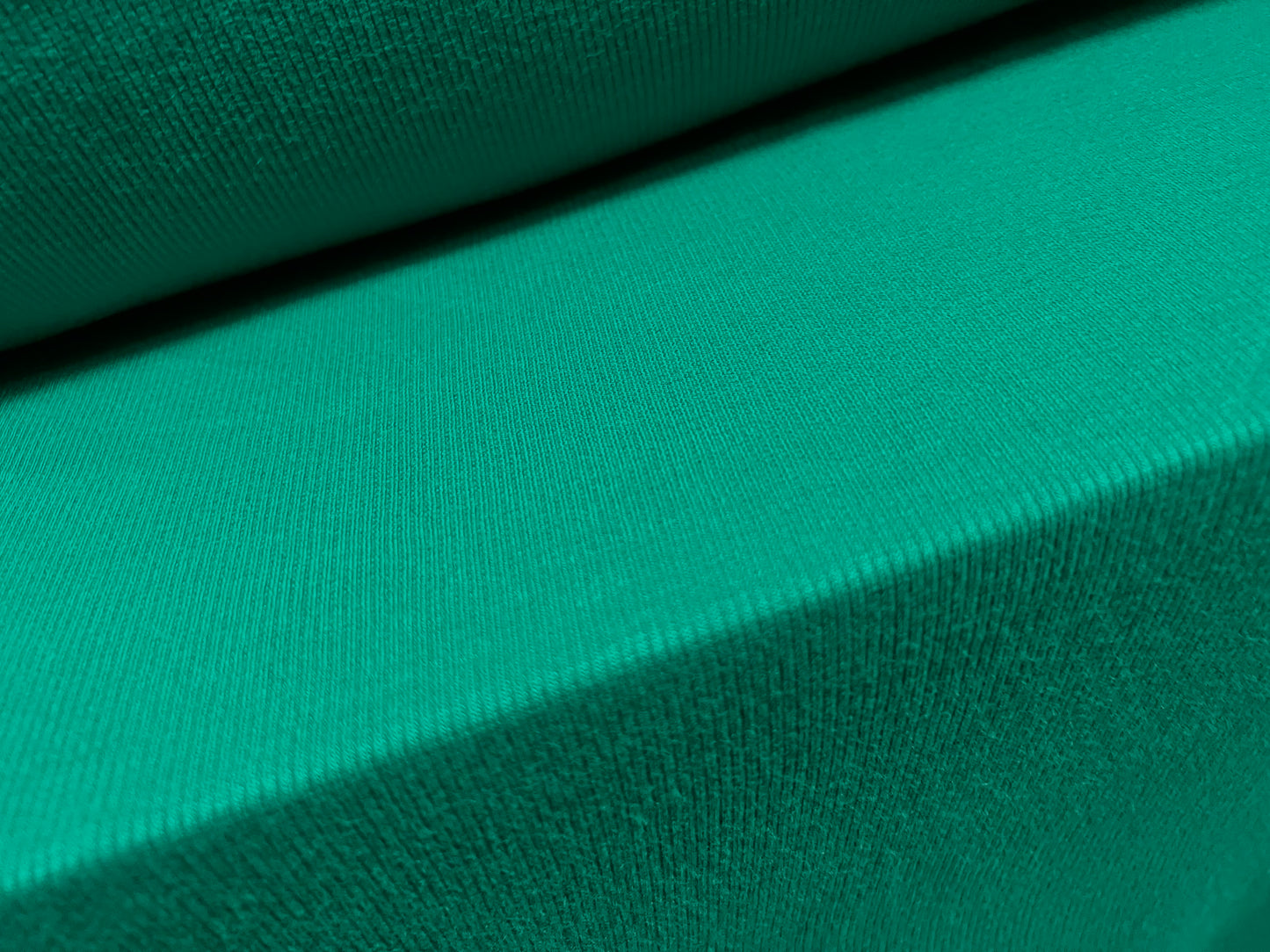 Soft stretch spandex ribbed jersey fabric, per metre - plain - jade green