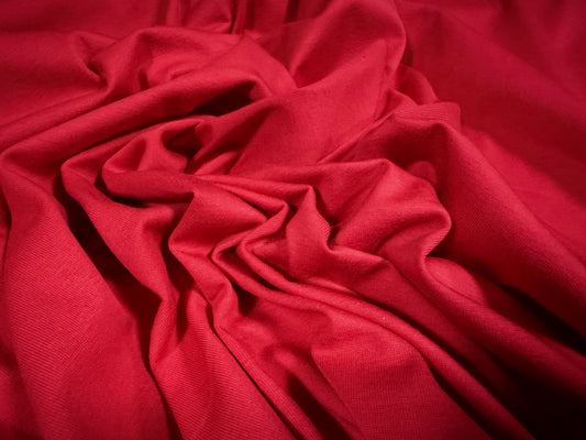 Viscose spandex stretch single jersey fabric, per metre - plain - Cardinal Red