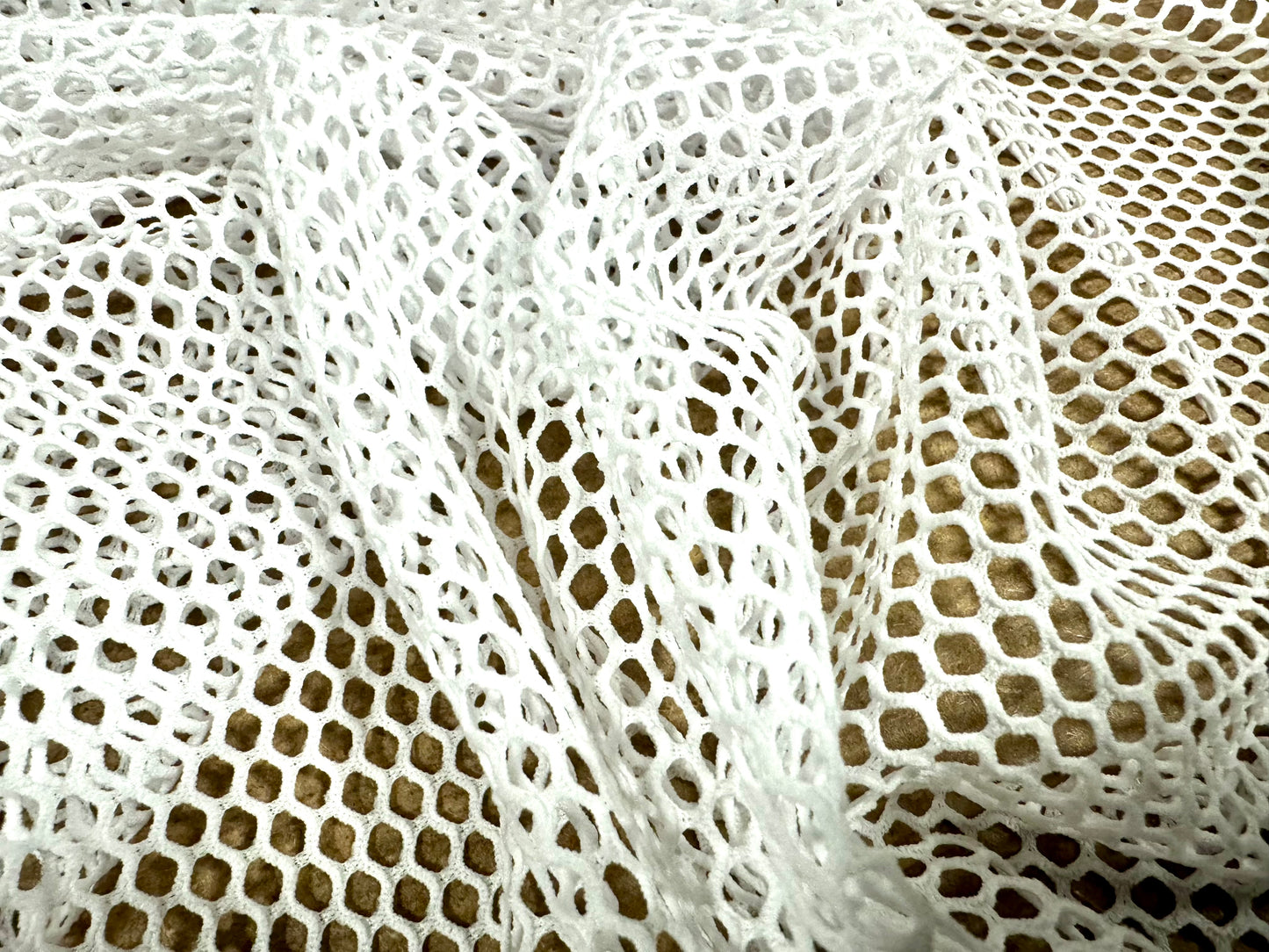 Fishnet mesh stretch spandex fabric, per metre - plain - white