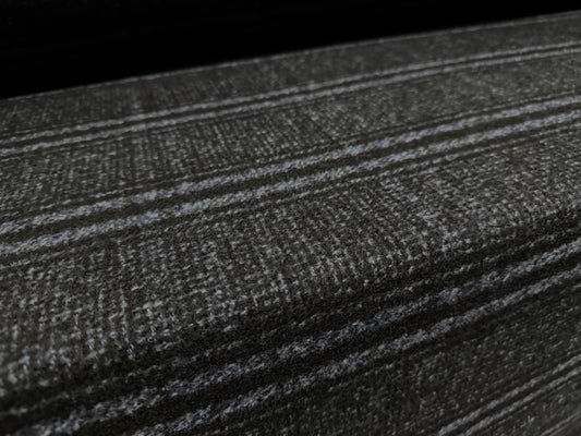 Wool bouclé fabric, per metre - checkered - midnight & blue