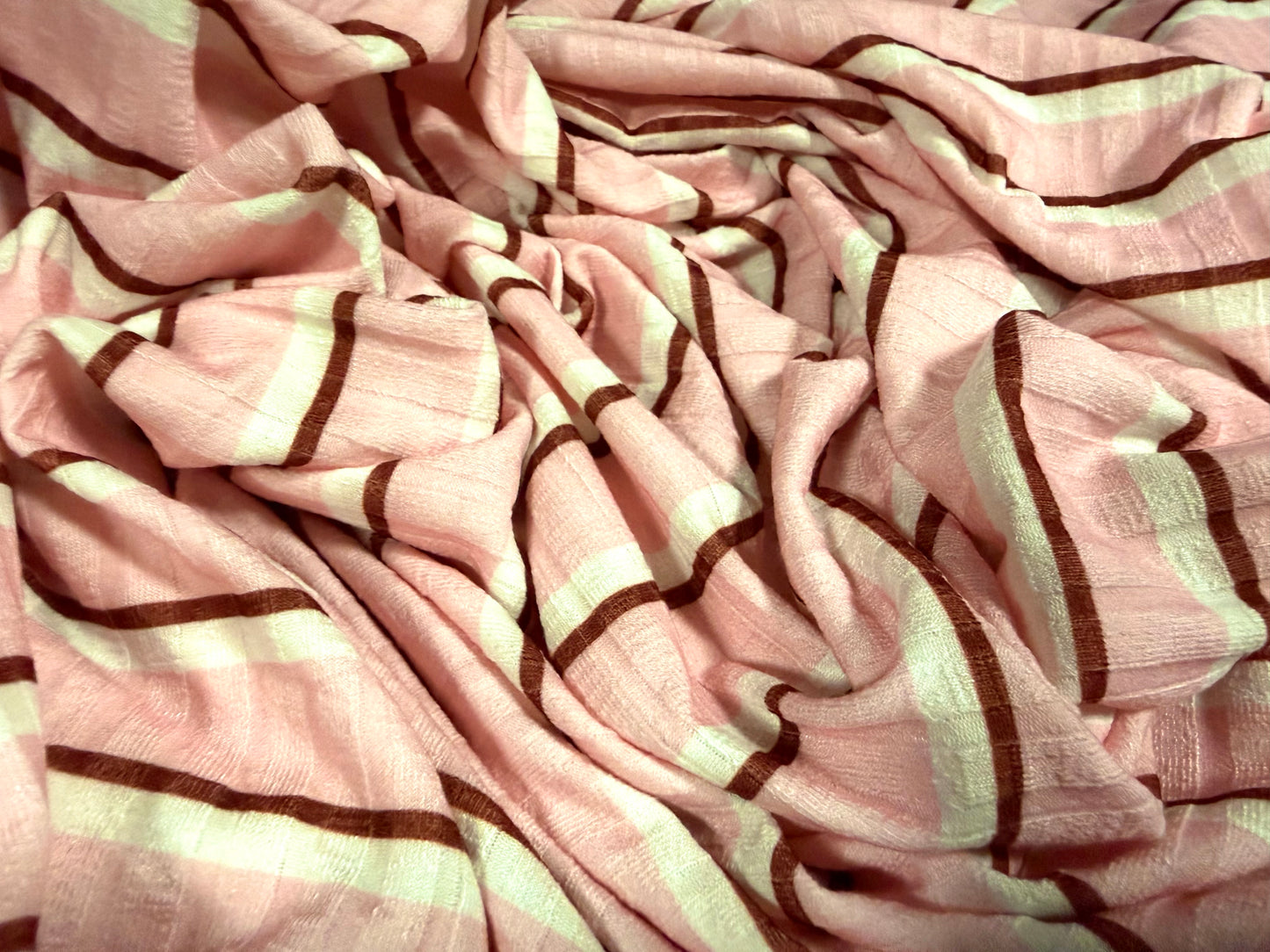 Stretch Spandex rib jersey fabric, per metre - stripe - pink white & burgundy