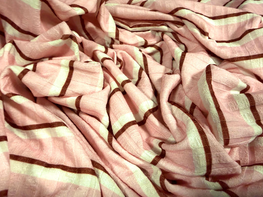 Stretch Spandex rib jersey fabric, per metre - stripe - pink white & burgundy