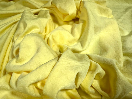 Stretch double jersey fashion fabric, per metre - loveheart jacquard - lemon