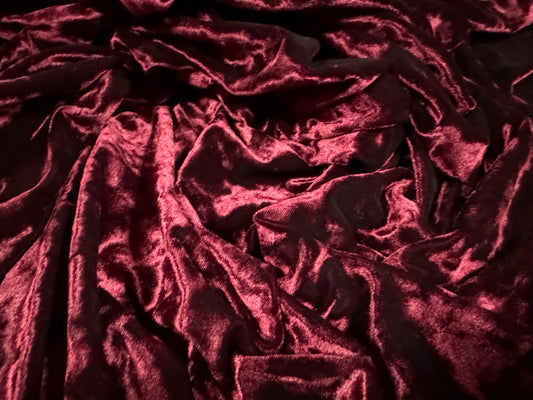 Marbled spandex velvet stretch fabric, per metre - plain - burgundy