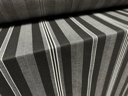 Stretch double jersey fabric, per metre - herringbone stripe - grey black & white