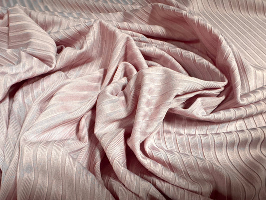 Stretch spandex rib jersey fabric, per metre - plain - pale rose pink