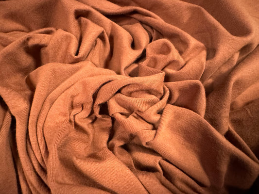 Cotton spandex stretch single jersey fabric, per metre - plain - terracotta