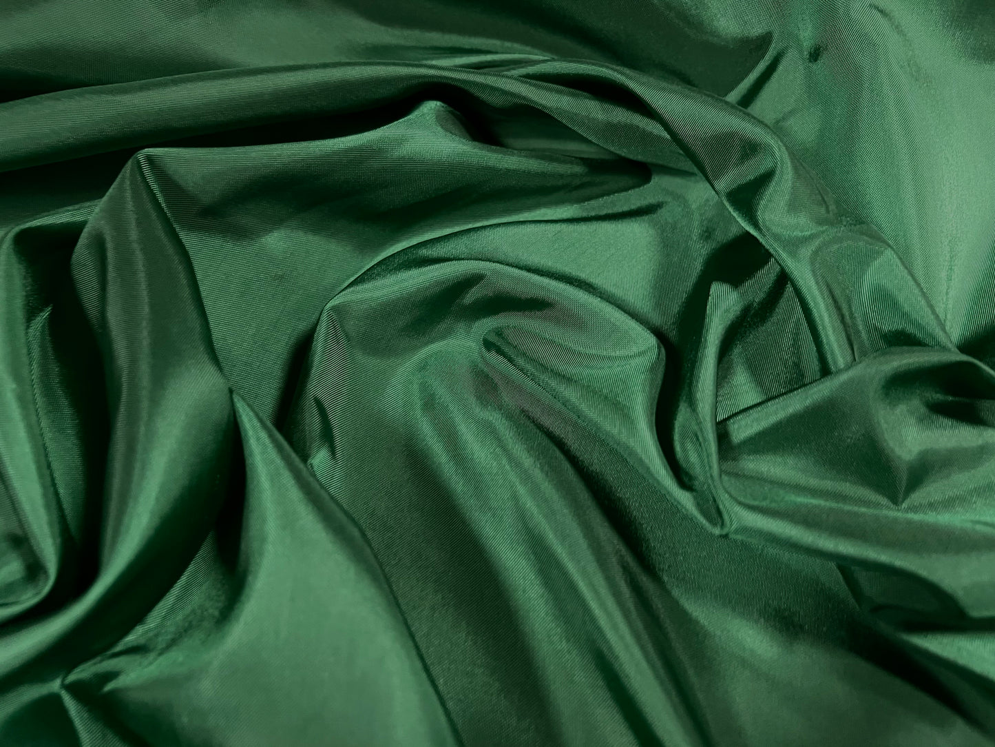 Woven polyester satin lining fabric, per metre - plain - emerald green