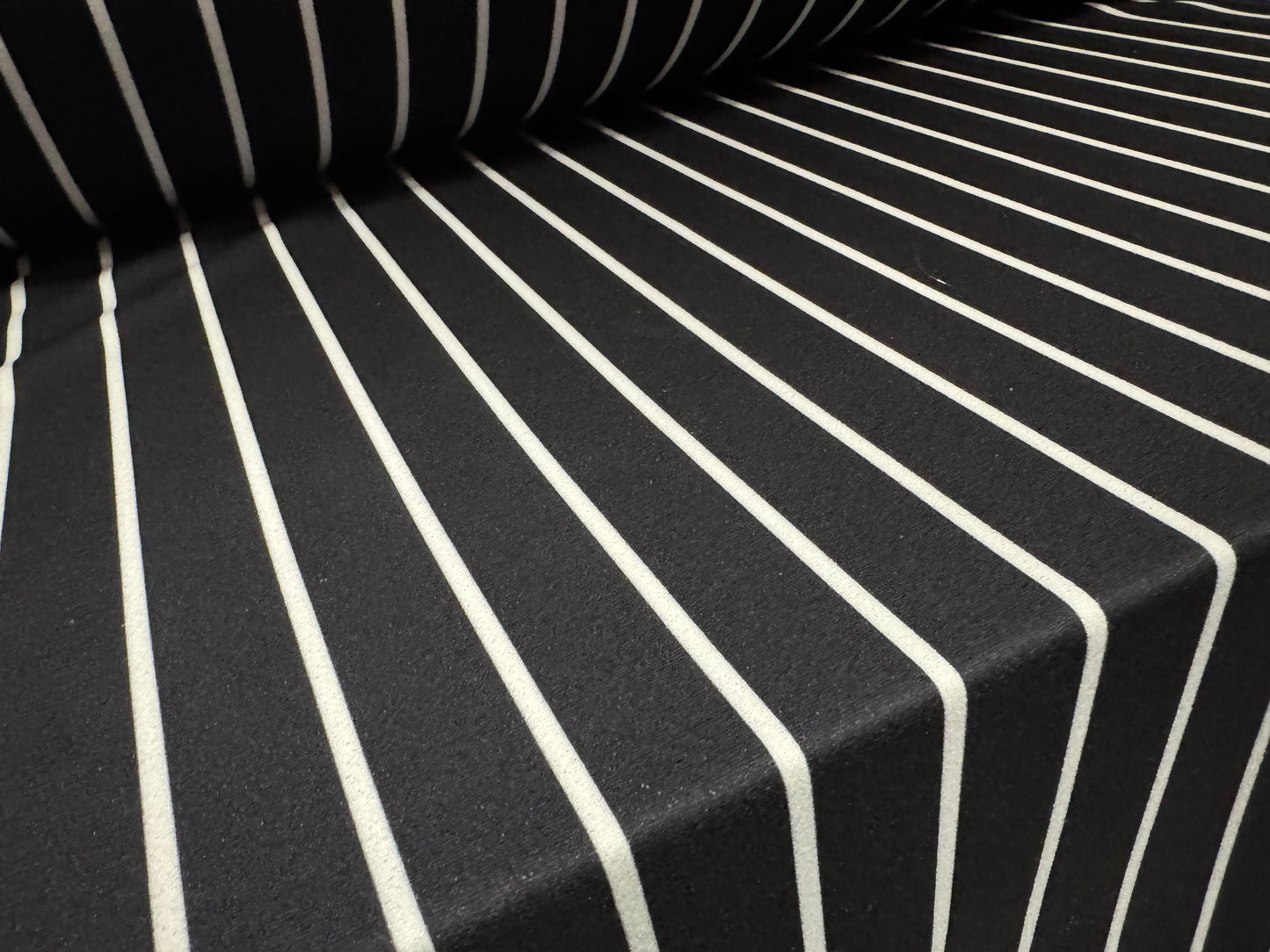 Scuba crepe stretch spandex double jersey fabric, per metre - stripe print - black & white