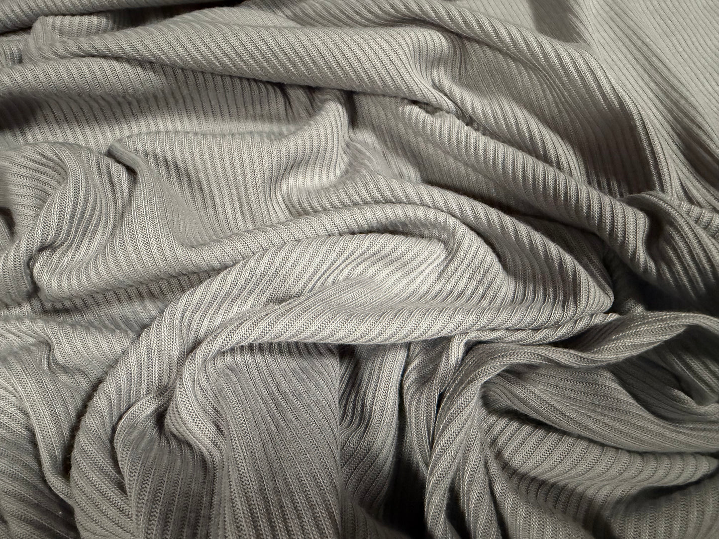 Soft handle ribbed jersey knit fabric, per metre - plain - light grey