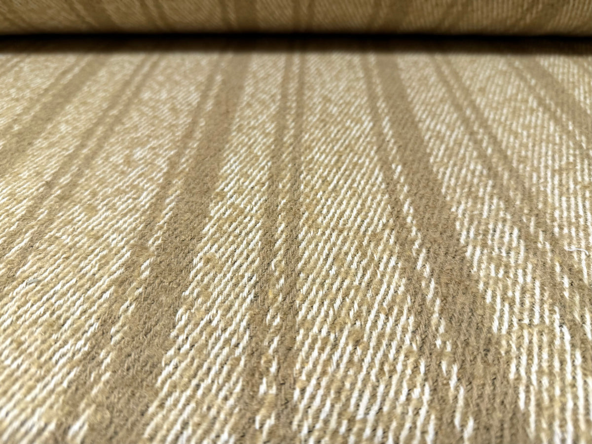 Heavyweight wool bouclé fabric, per metre - stripe - desert khaki