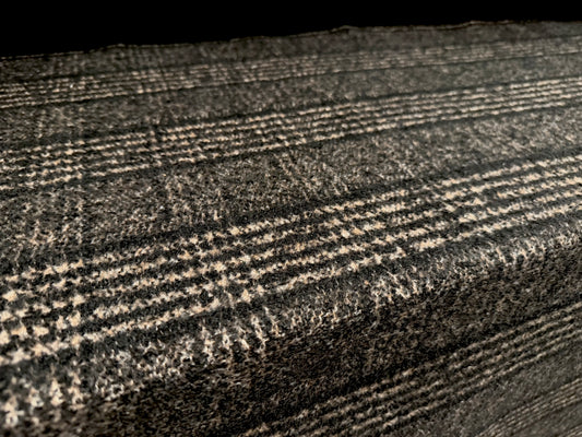 Wool bouclé fabric, per metre - check - black & stone