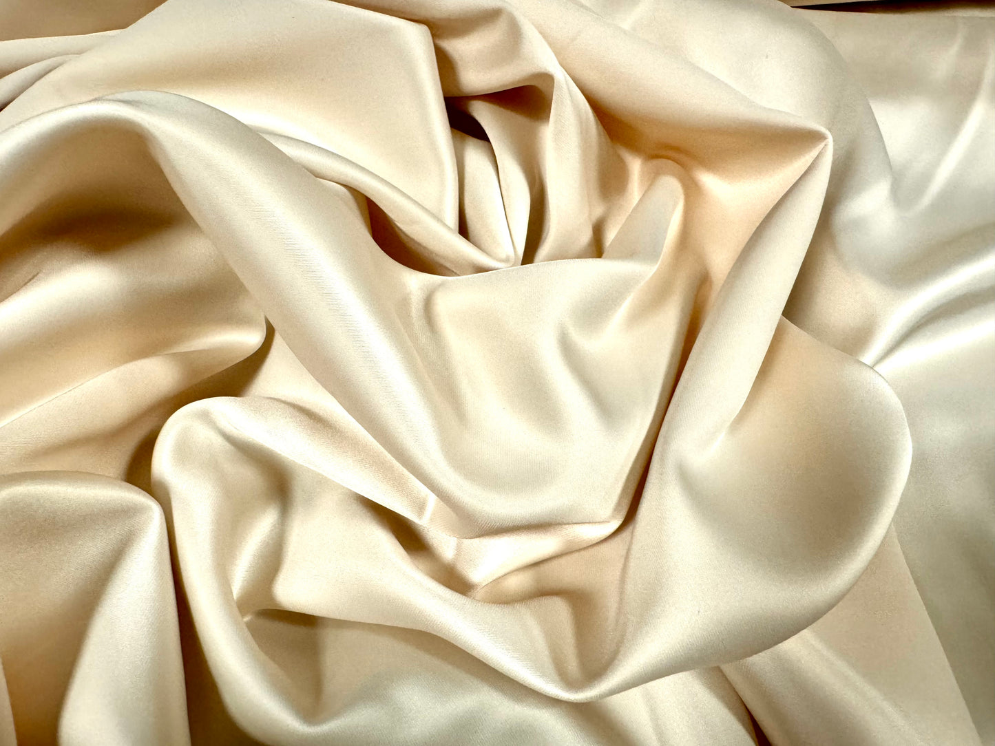 Stretch charmeuse satin dress fabric, per metre - plain - oyster