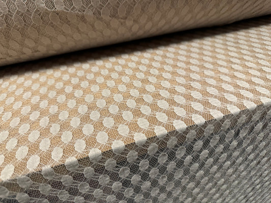 Stretch spandex mesh fabric, per metre - dobby jacquard - stone