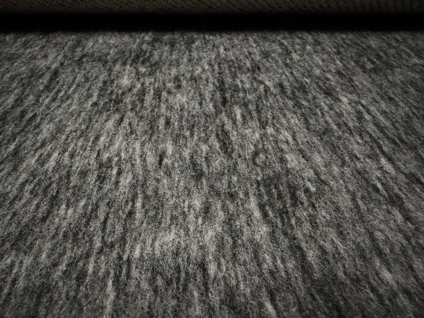 Wool faux fur fabric, per metre - melange - grey