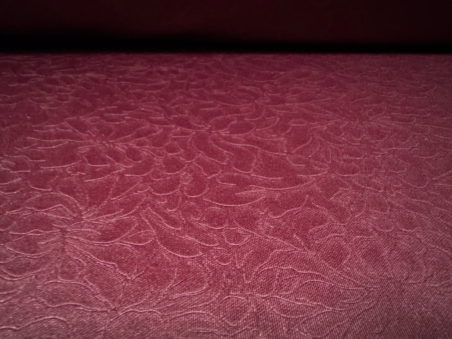 Embossed scuba stretch spandex double jersey fabric, per metre - floral - burgundy