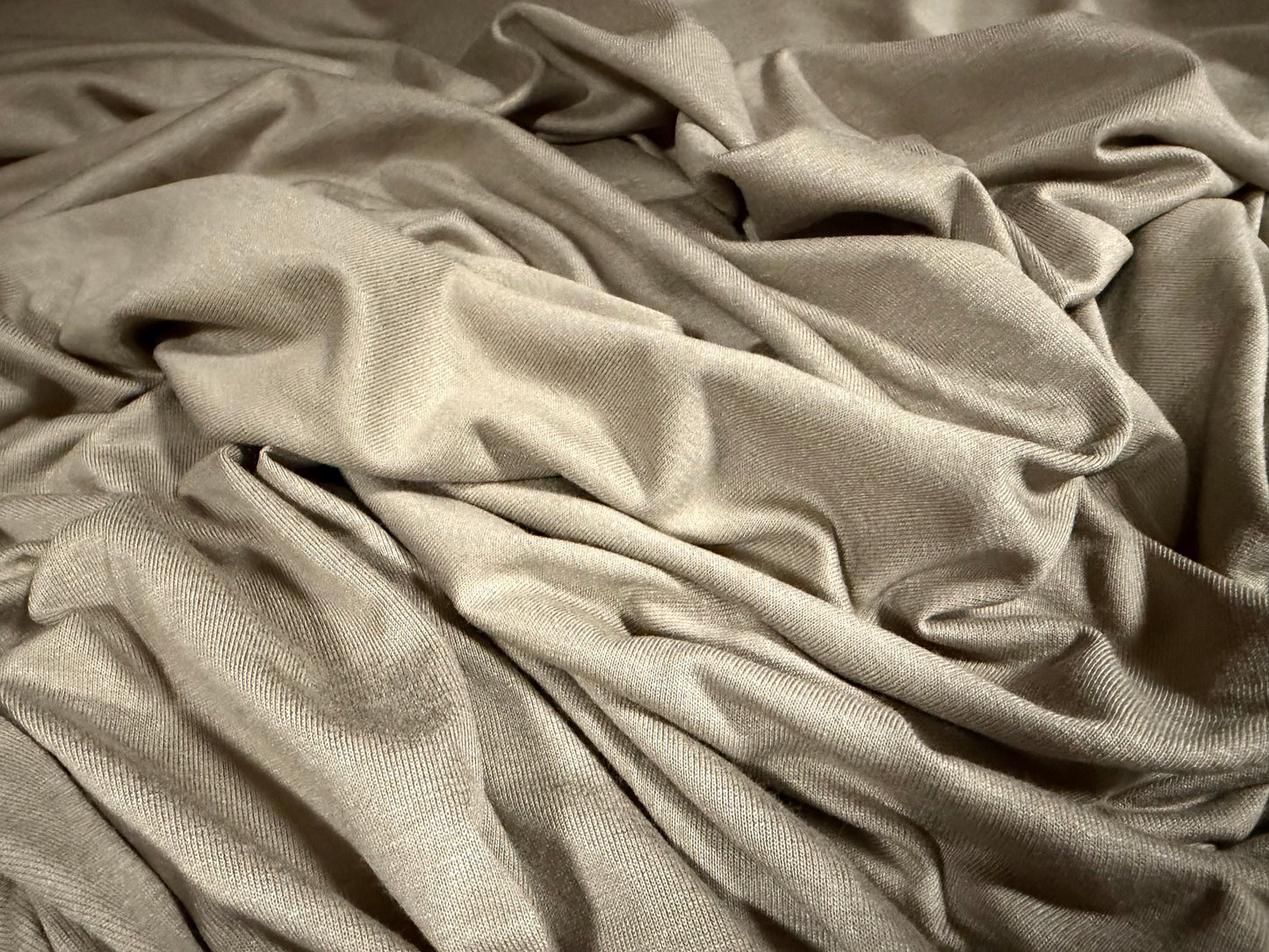Viscose spandex stretch jersey fabric, per metre - plain - stone dust