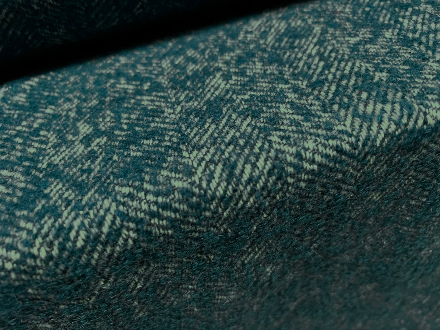 Wool blend bouclé fabric, per metre - herringbone - teal